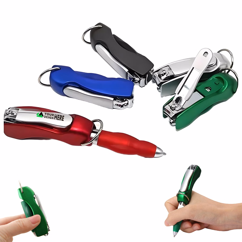 Multifunctional Ballpoint Pen With Nail ClippersKeychain