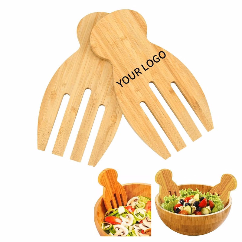Bamboo Polished Salad Mixing Tongs