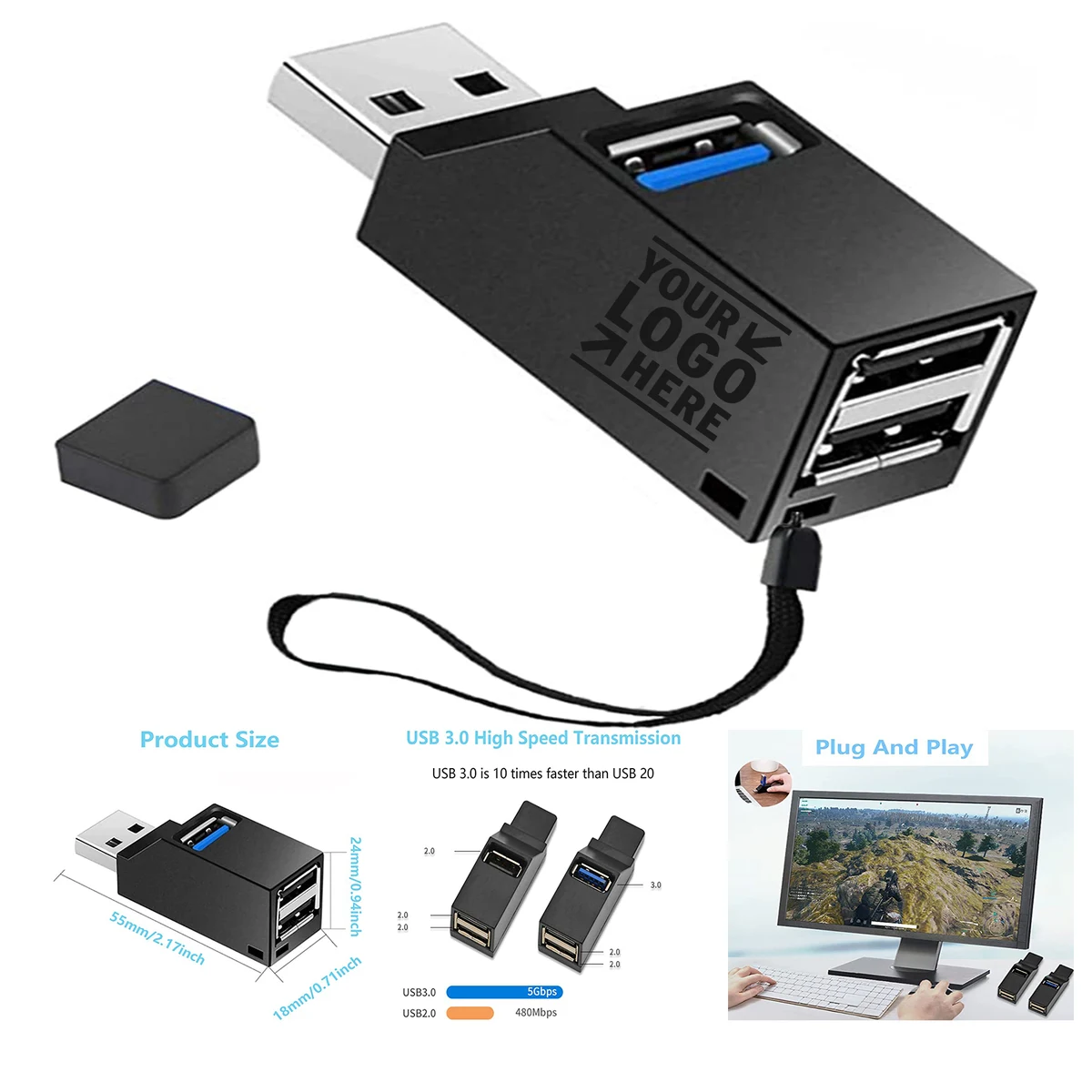USB Hub 3 Port USB Splitter 1