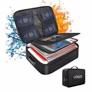 Fireproof Waterproof 3-Layer Document File Bag with Lock