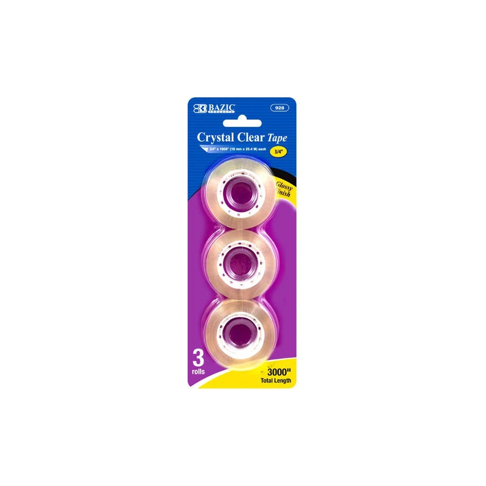 Crystal Clear Tape Refills - 3/Pack 3/4" x 1000" Total 1