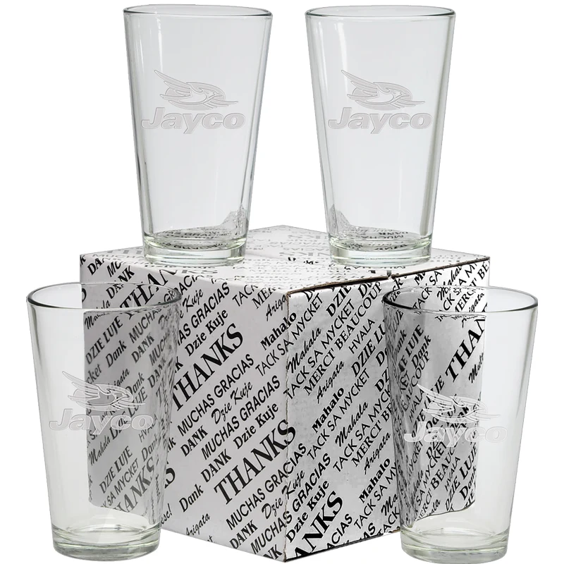 16 oz. Thank You Set of 4 Mixing Glasses- Etch 1