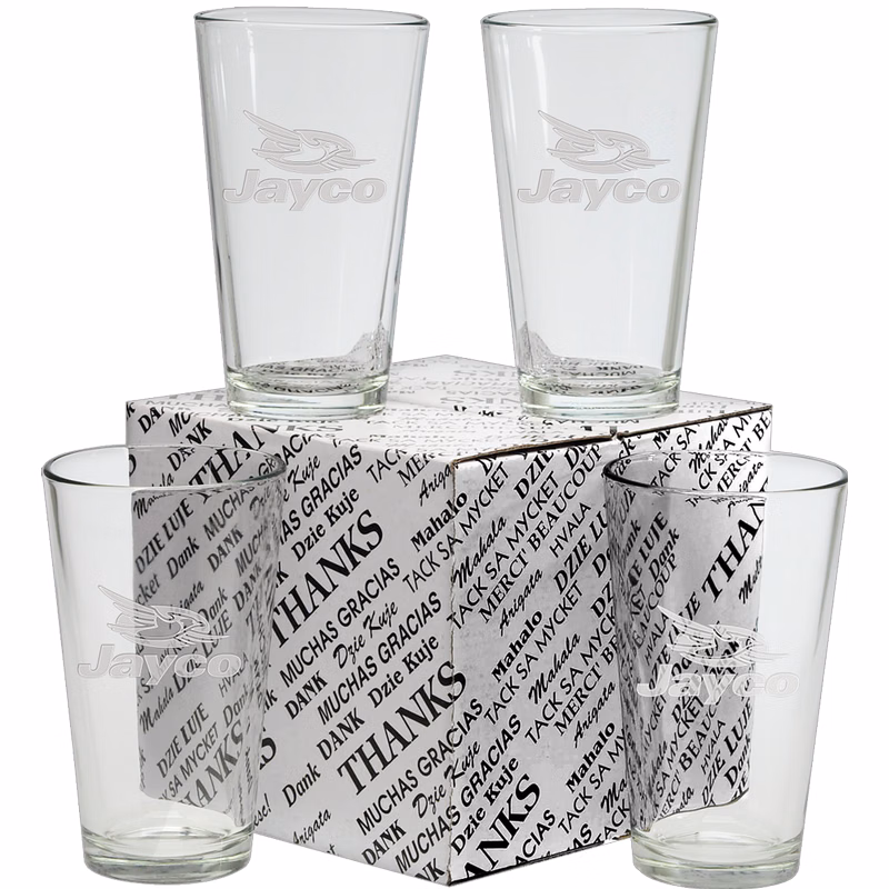 16 oz. Thank You Set of 4 Mixing Glasses- Etch