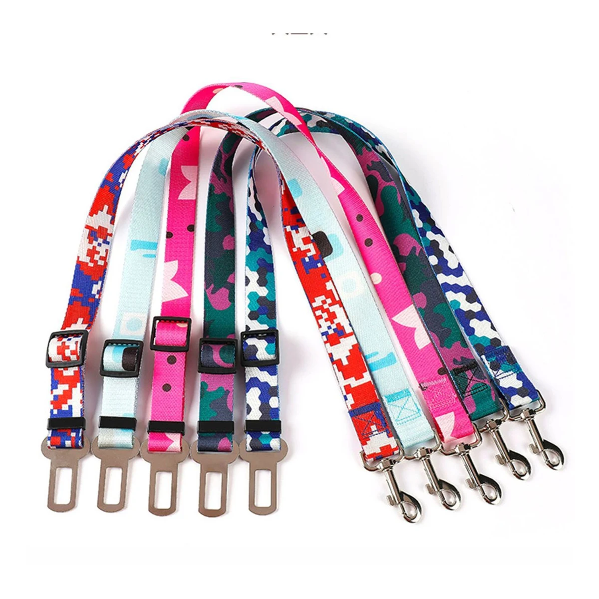 1"W x 24"L Adjustable Pet Safety Sublimation Polyester Seatbelt Leash 1