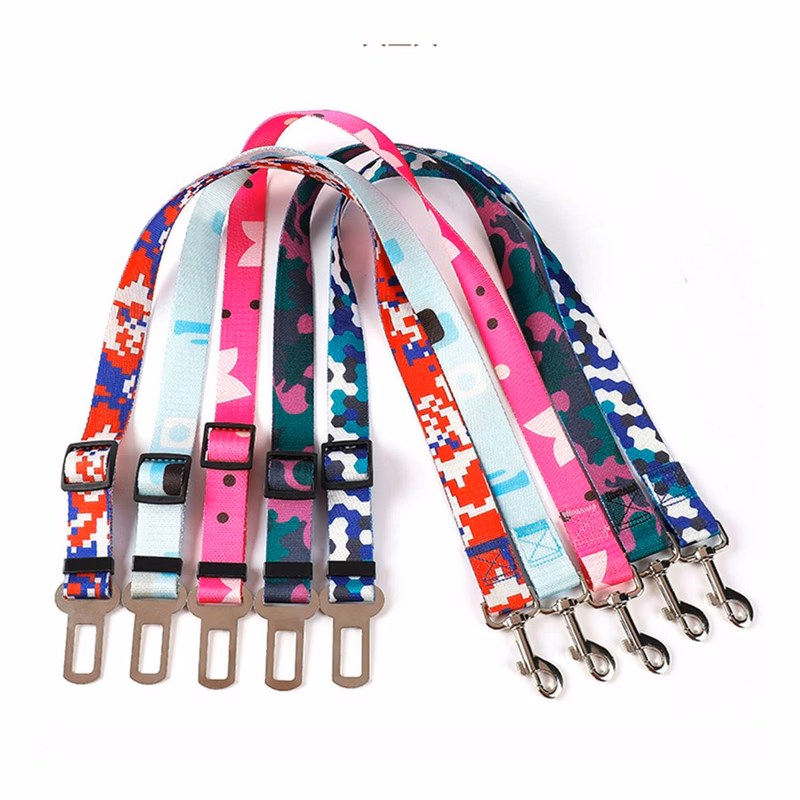 1"W x 24"L Adjustable Pet Safety Sublimation Polyester Seatbelt Leash