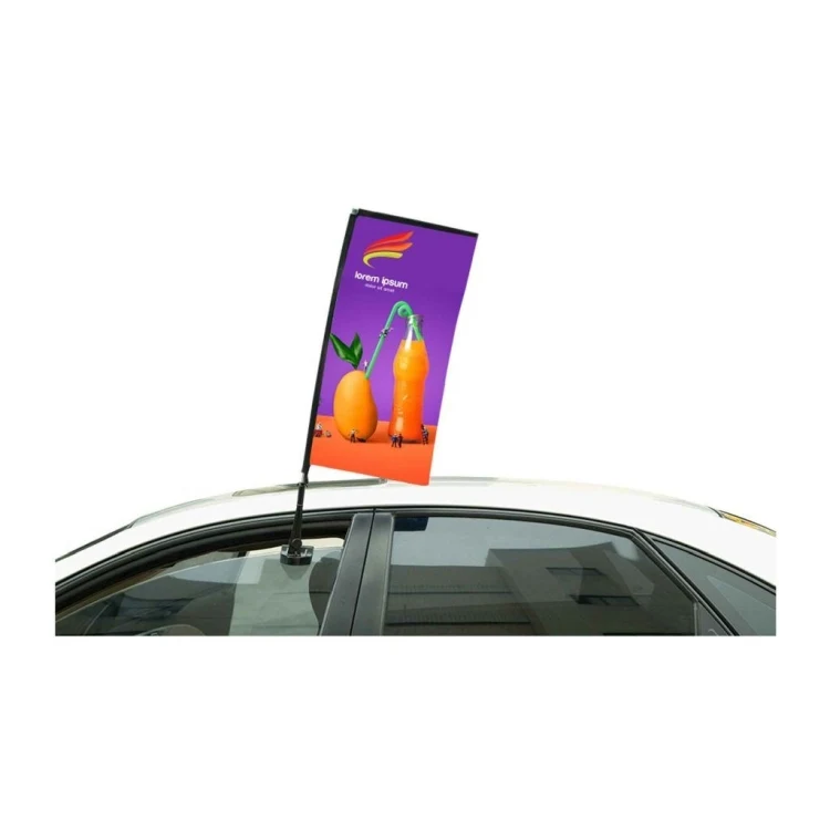 32" Stationary Rectangle Car Window Flag-2 Side Imprint 1