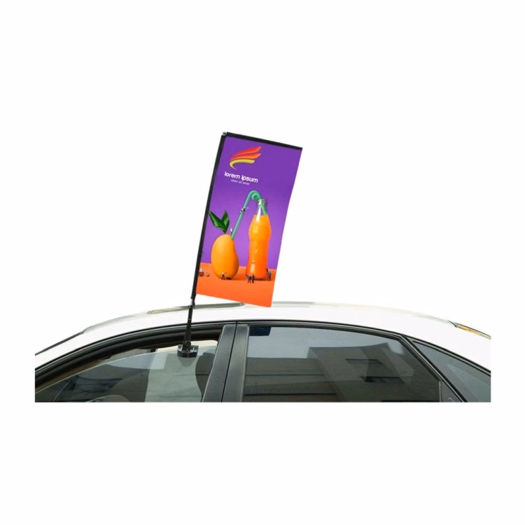 32" Stationary Rectangle Car Window Flag-2 Side Imprint