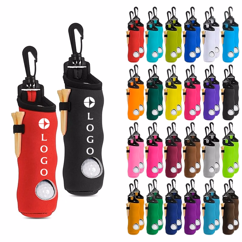 Neoprene Golf Ball Pouch With Clip And Tee Holder Carry Bag