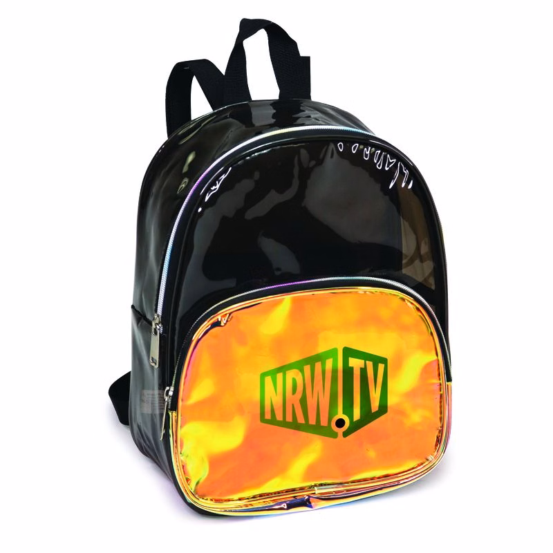 Black and Iridescent Gold Clear Vinyl Backpack