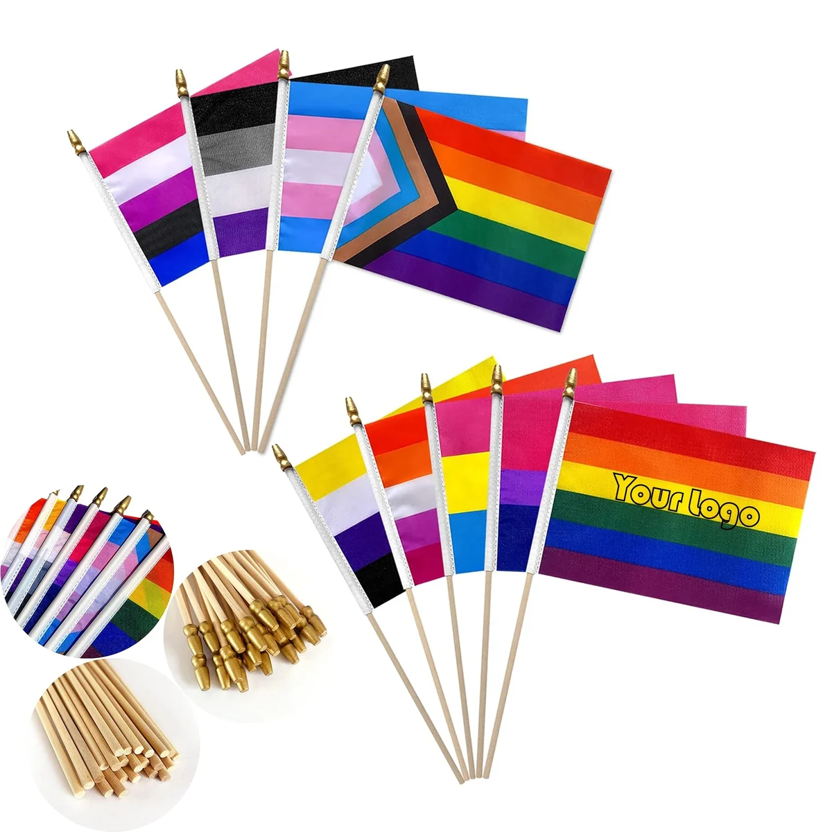 Rainbow Gay Pride Stick Flag MOQ 100 1