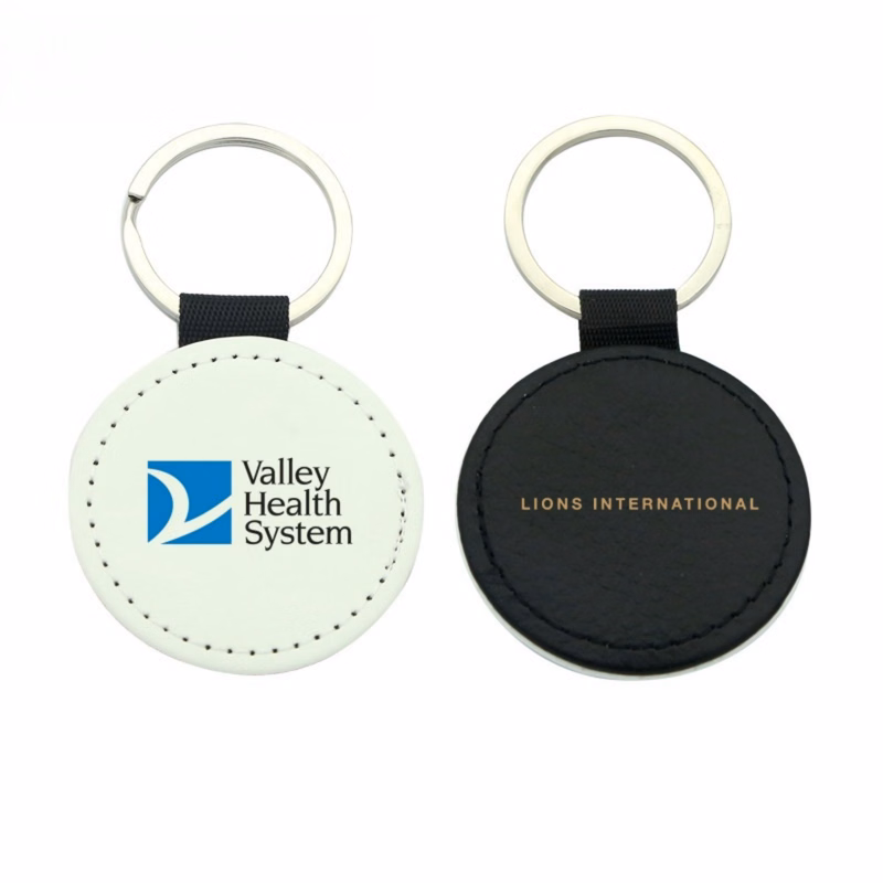 Round PU Leather Keychain