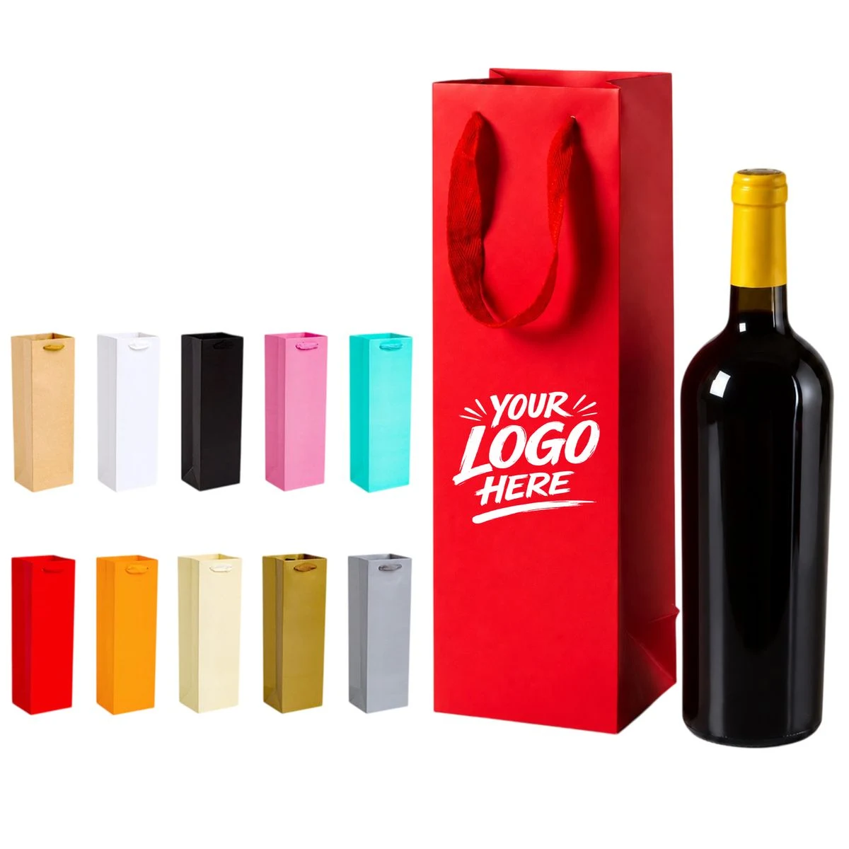 Cardstock Single Bottle Wine Bag With Rope Handles 1