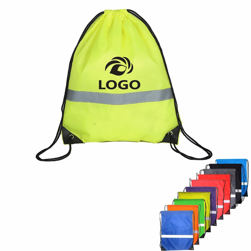 Drawstring Backpack Bag with Reflective Strip