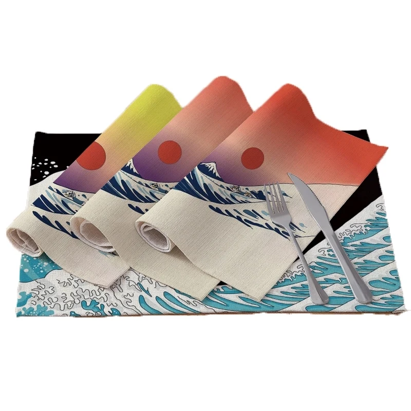 Full Color Logo Print Geometry Linen Place Mat 1