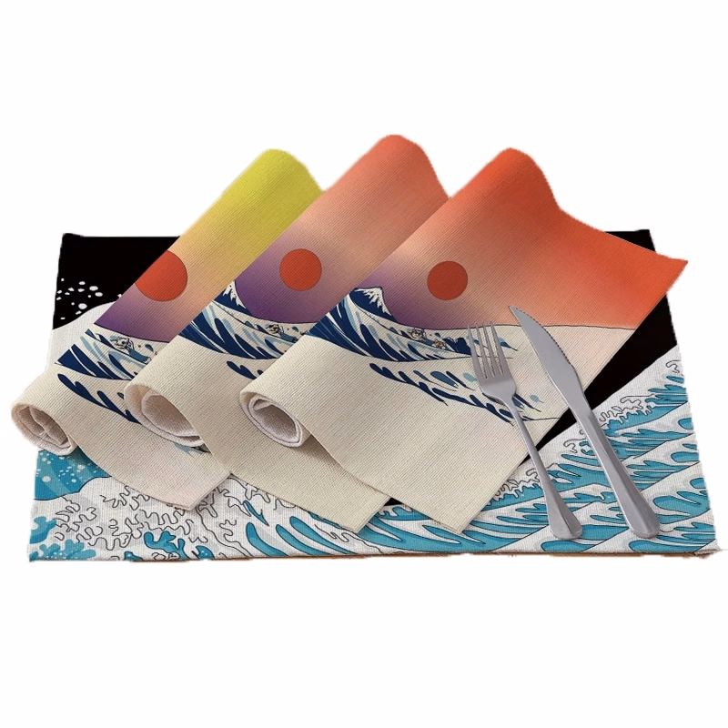 Full Color Logo Print Geometry Linen Place Mat