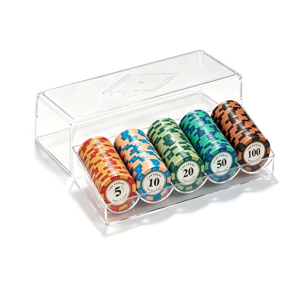 100 Pcs Clay Casino Poker Chips In Acrylic Case 1