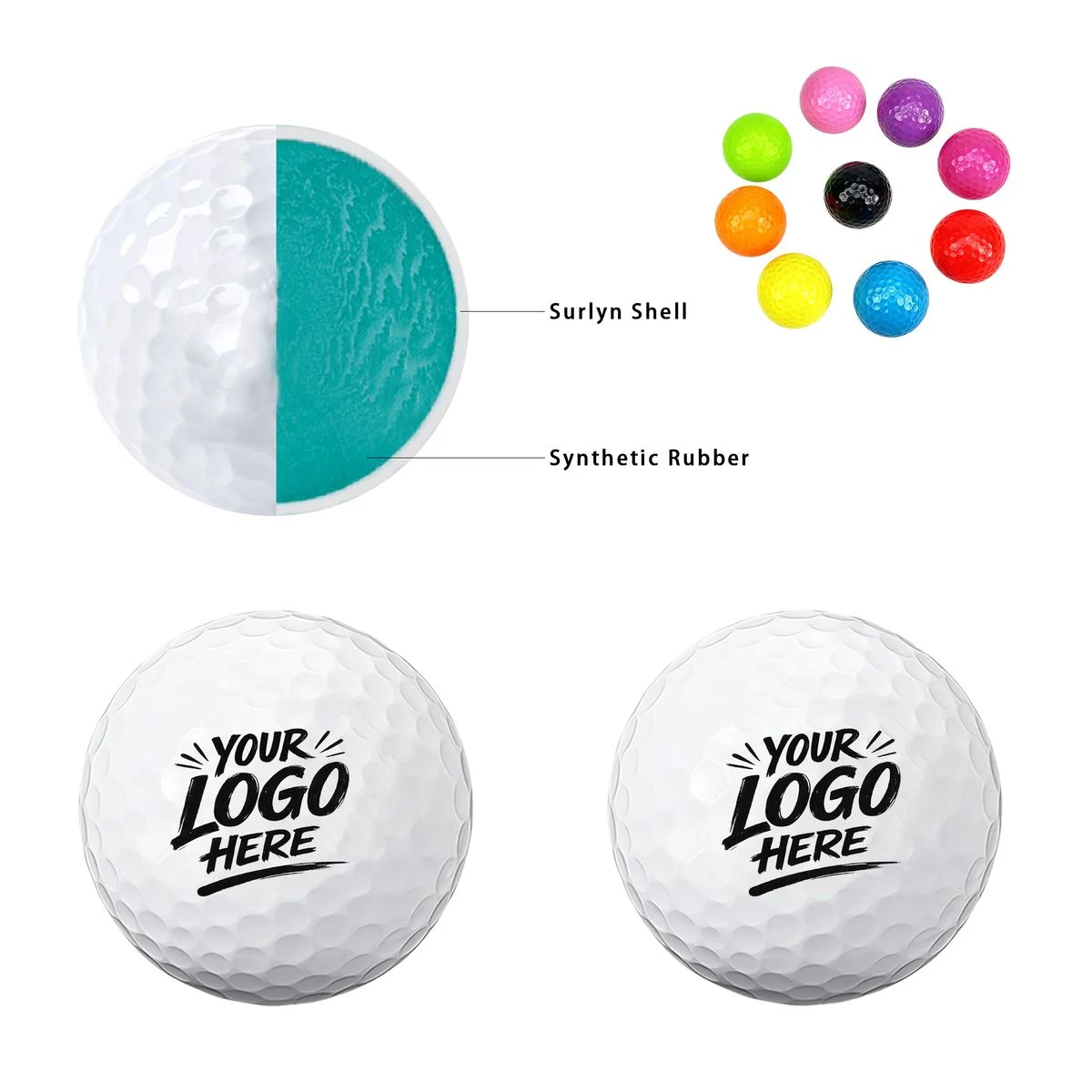 Dual Layer Golf Ball Surlyn Cover Distance Practice Set 1