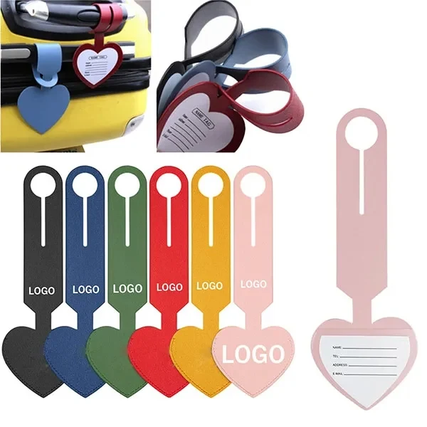 Heart Shaped PU Leather Luggage Bag Tags 1
