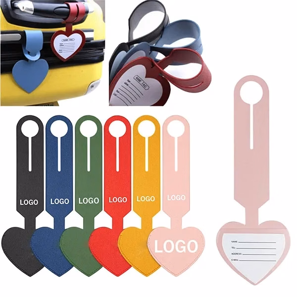 Heart Shaped PU Leather Luggage Bag Tags