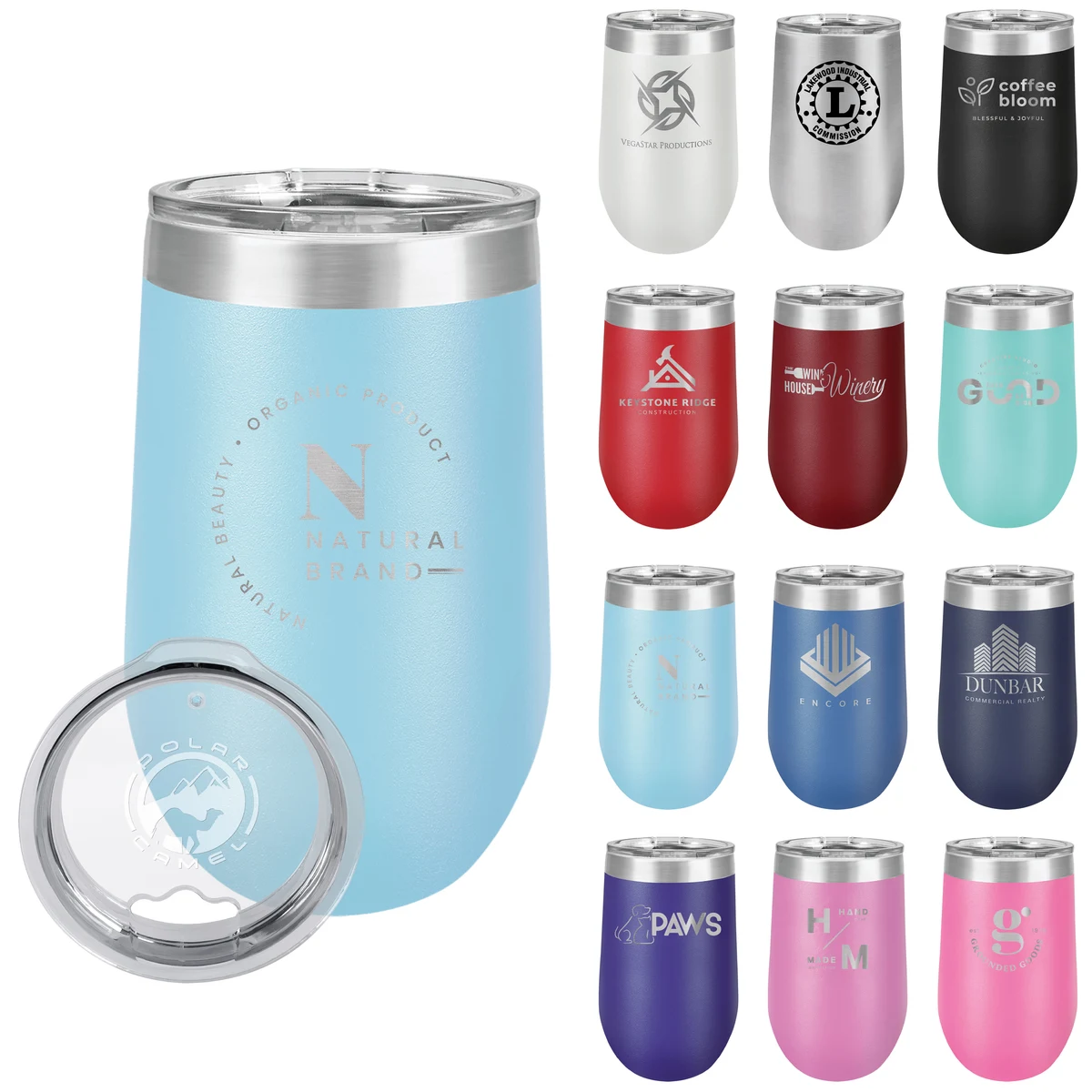 Polar Camel 16 Oz. Stainless Steel Stemless Wine Glass 1