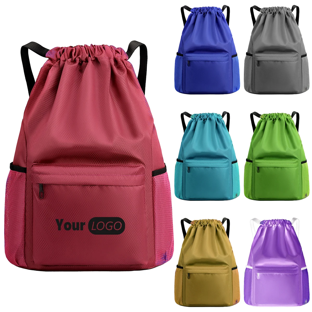 Polyester Customizable Large Capacity Drawstring Backpack 1