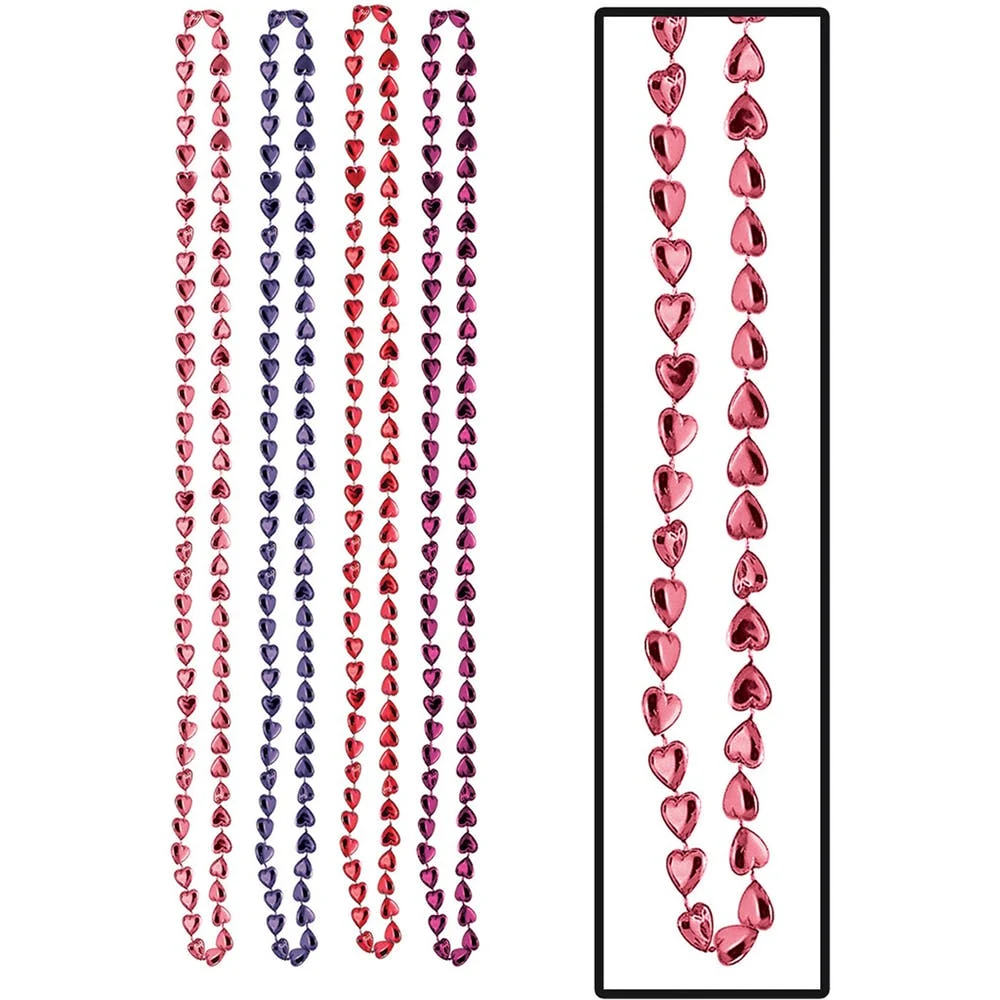 Hearts Beaded Necklaces - 33" 4 Pk 1