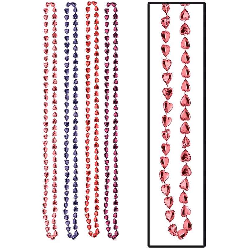 Hearts Beaded Necklaces - 33" 4 Pk