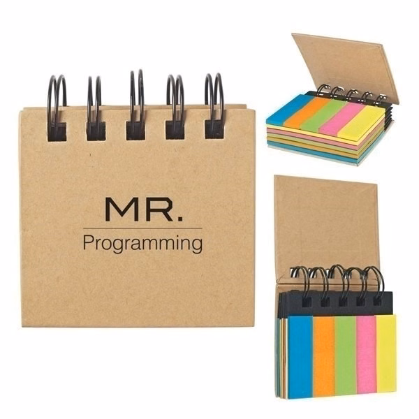 Spiral Book With Sticky Notes And Flags