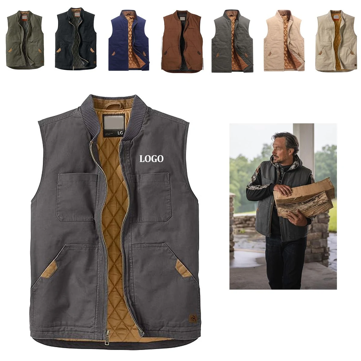 Casual Multi Pocket Vest Baseball Jacket 1