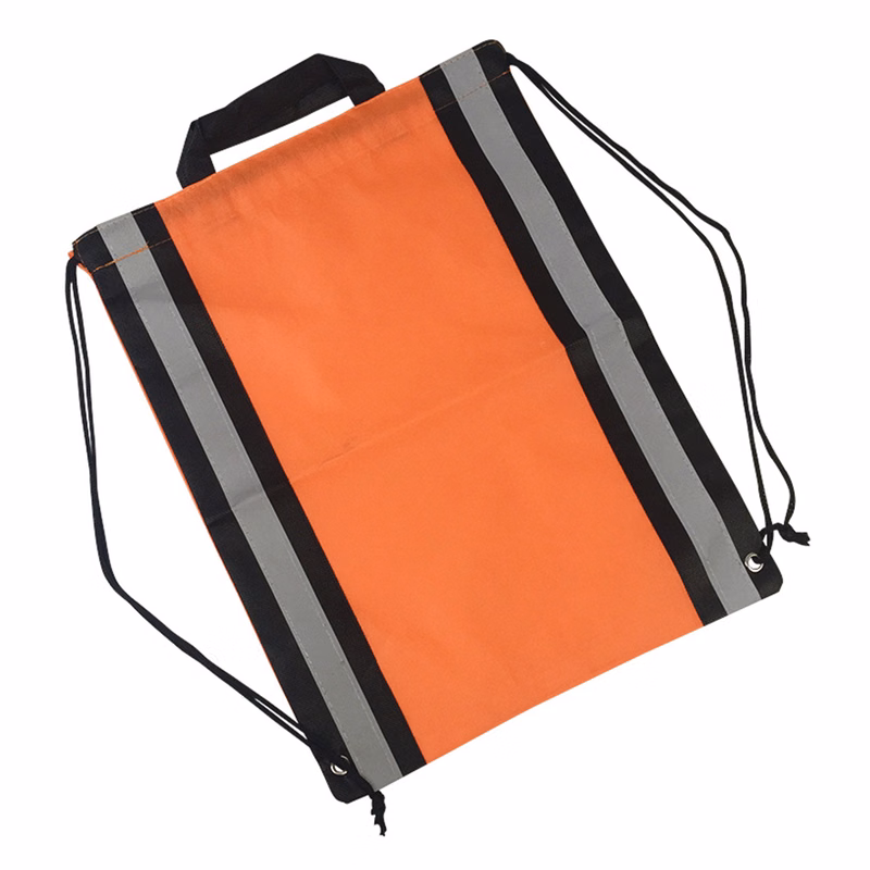 Reflective Custom polyester gym sport Drawstring Backpack