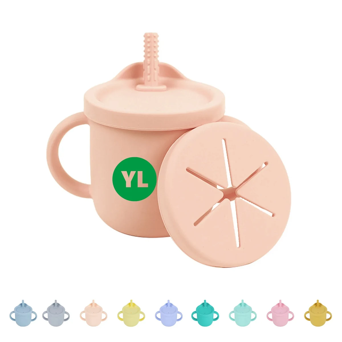 Food-Grade Silicone Toddler Straw Cup with Snack Container 1