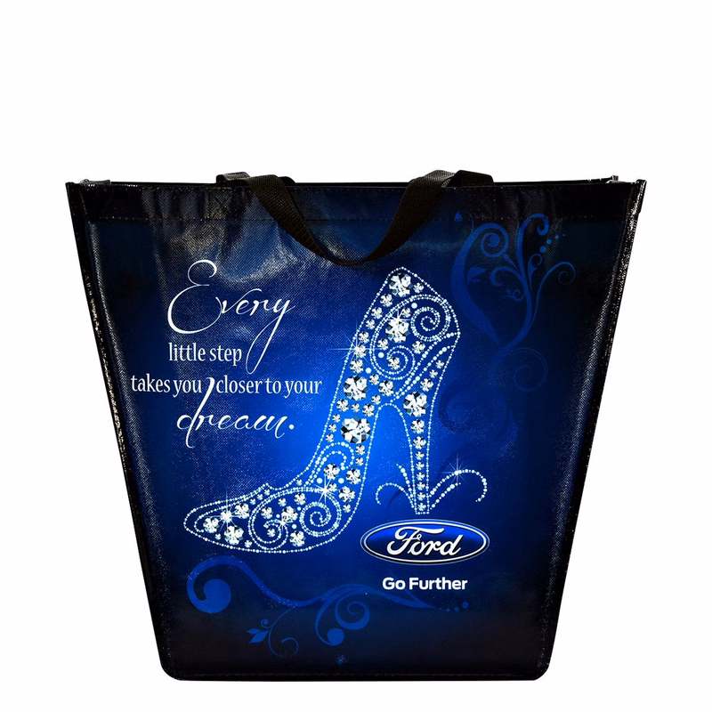 Custom 120g Laminated Trapezoid-Shaped shopping bag 15"x16"x4"