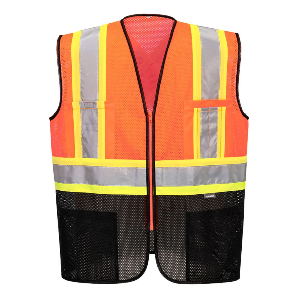 PORTWEST® Frisco Hi-Vis X Back Contrast Executive Vest w/ Front zipper 1