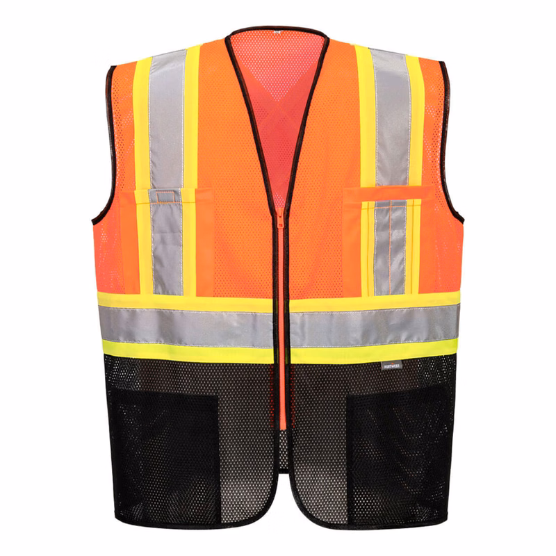 PORTWEST® Frisco Hi-Vis X Back Contrast Executive Vest w/ Front zipper
