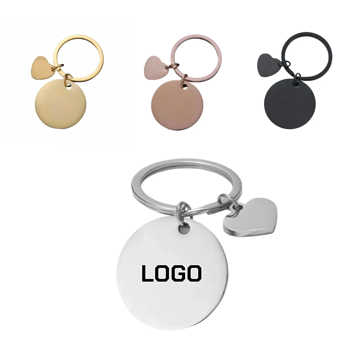 Metal Keychain With Heart Charm 1