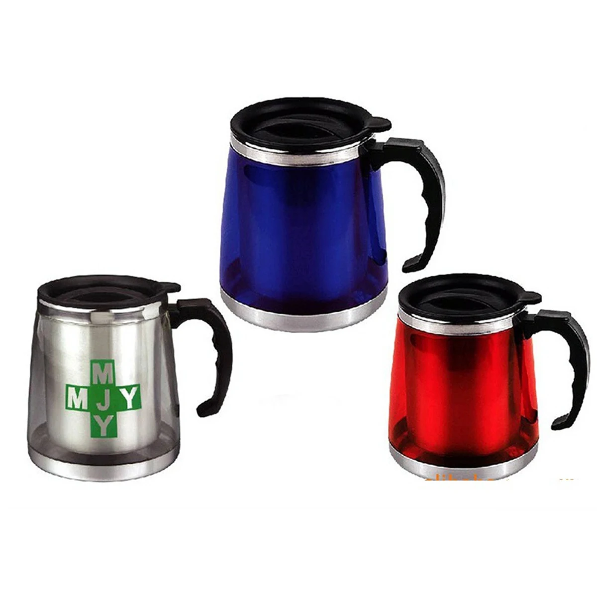 15 Oz. Outer Plastic Inner Stainless Steel Cup with Handle 1
