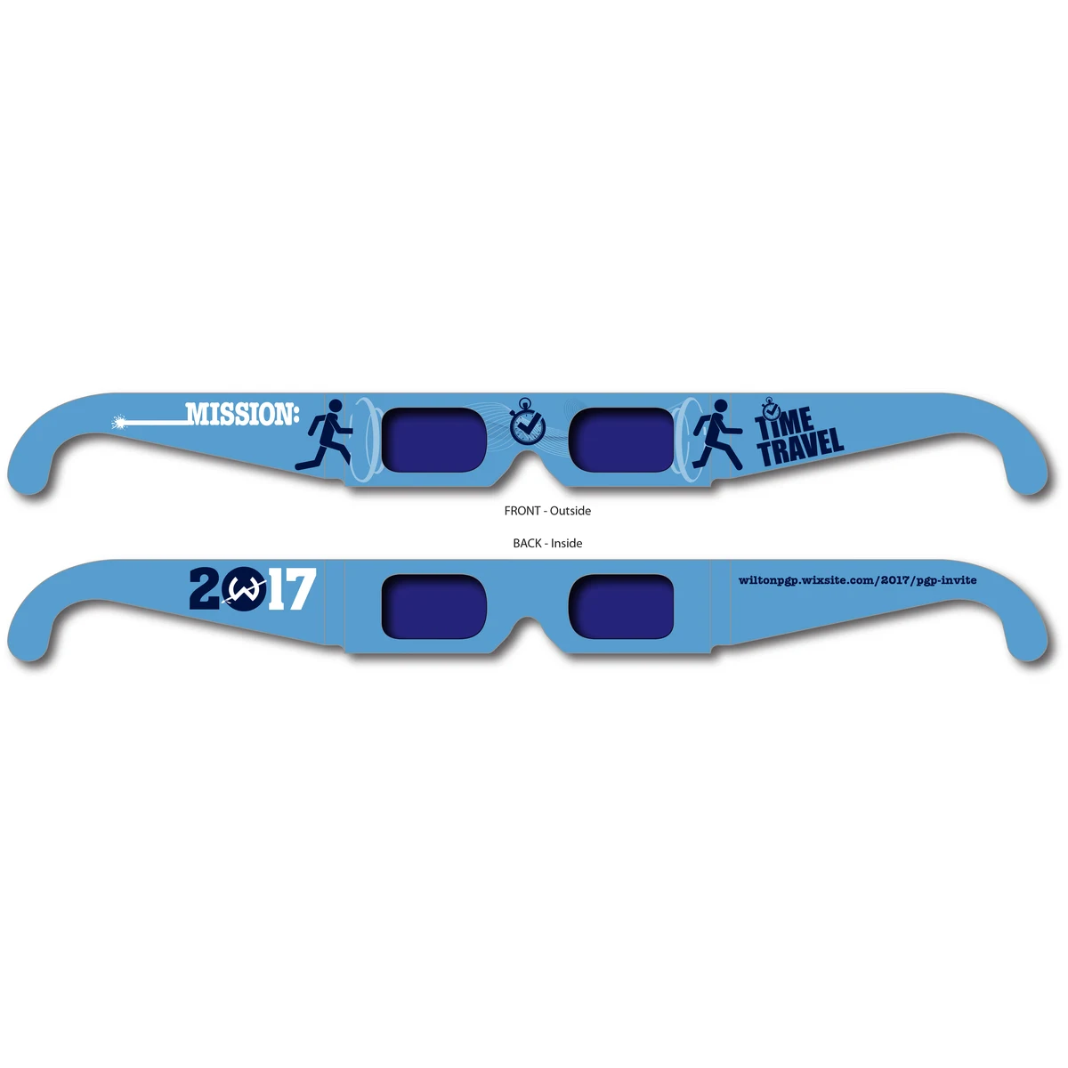 Decoder - Secret Reveal Glasses - Custom Imprint - Full Color - Blue / Blue Lens 1