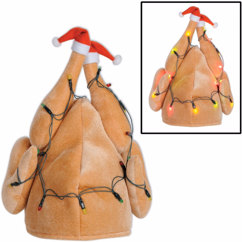 Light-Up Christmas Turkey Hats - Plush