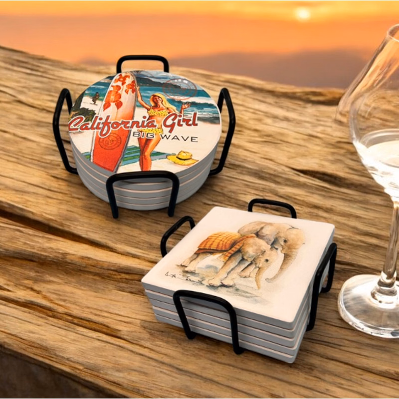 Geometric Metal 5 Coaster Holder Sets