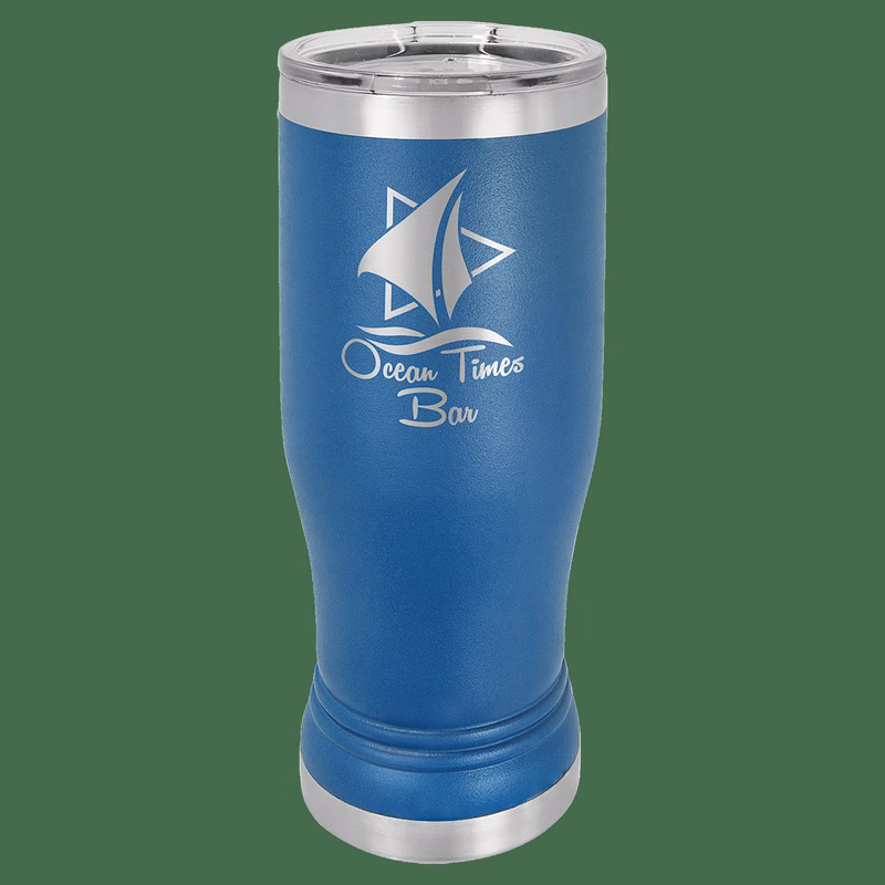 14 oz. Royal Blue Laser Engraved Polar Camel Pilsner Tumbler w/Clear Lid