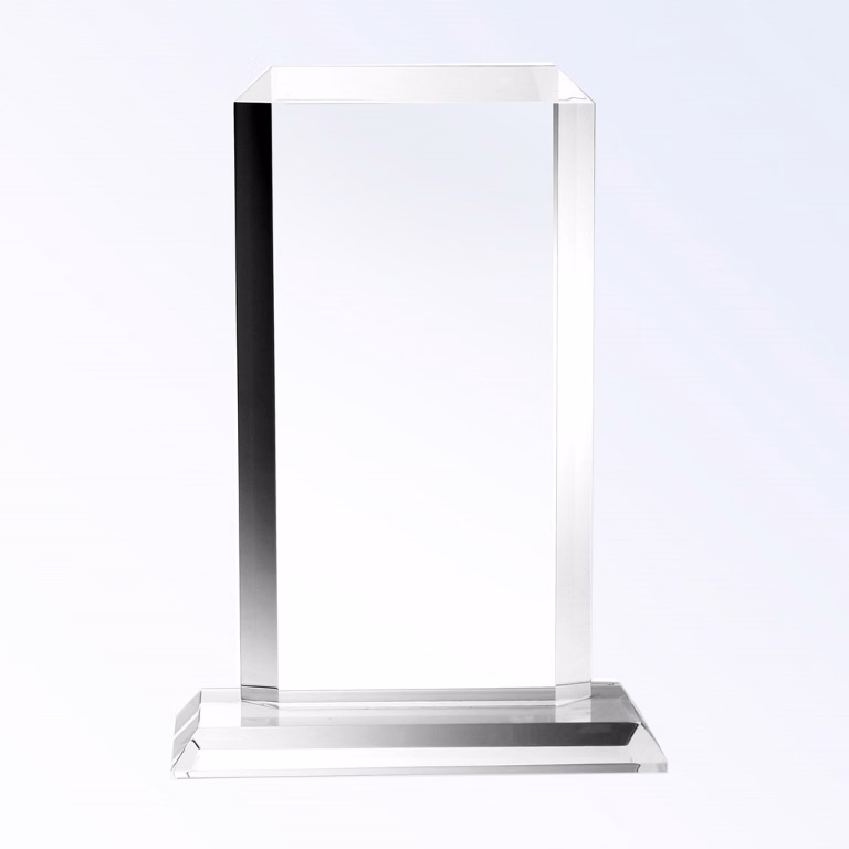Vertical Rectangle Plaque with Base Optic Crystal Award - Large