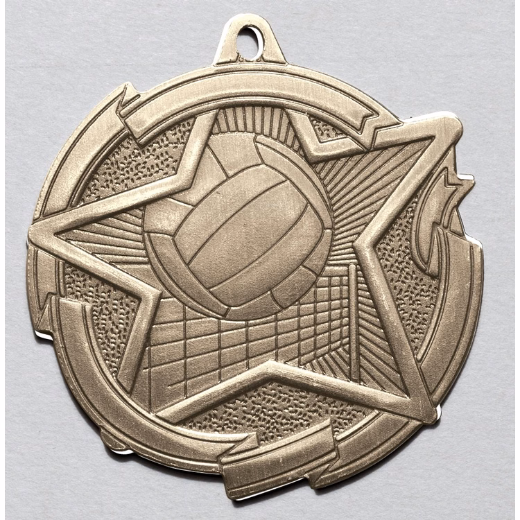 Volleyball Star Medal 2-3/8"