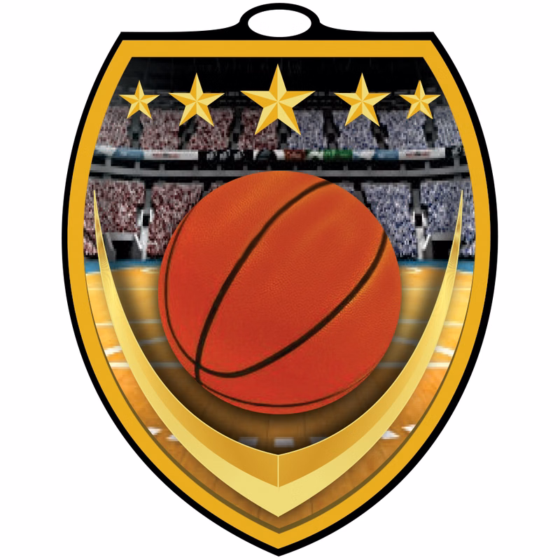 Basketball Vibraprint™ Shield Medallion (3")