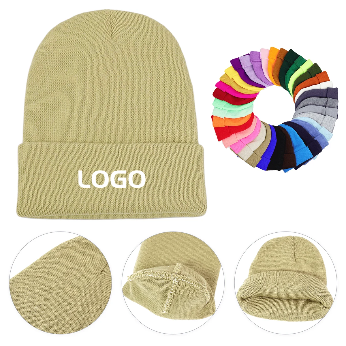 Customizable Solid Color Knitted Beanie 1