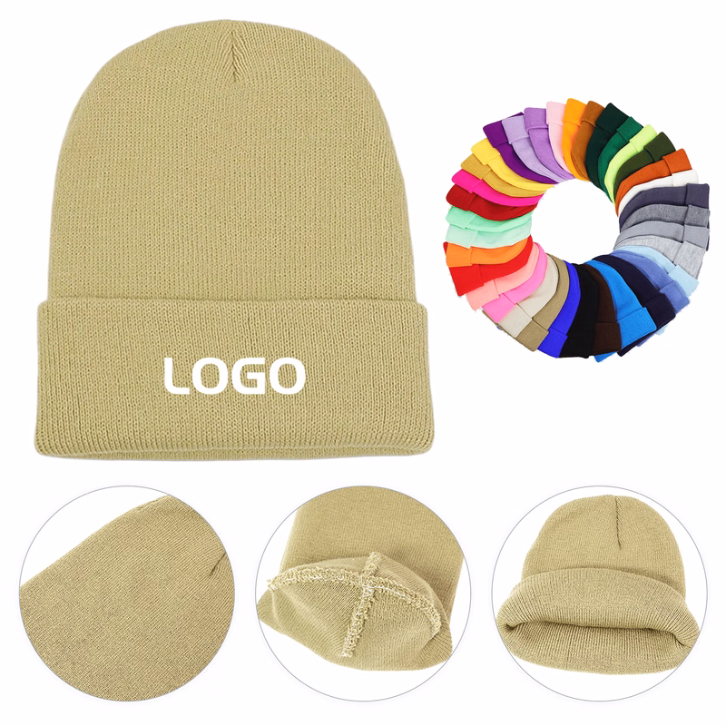 Customizable Solid Color Knitted Beanie