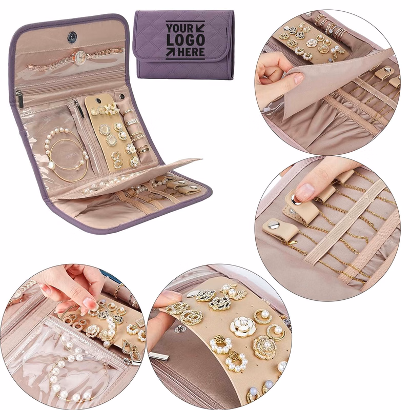 Earrings Foldable Jewelry Storage Roll Travel Organizer Case
