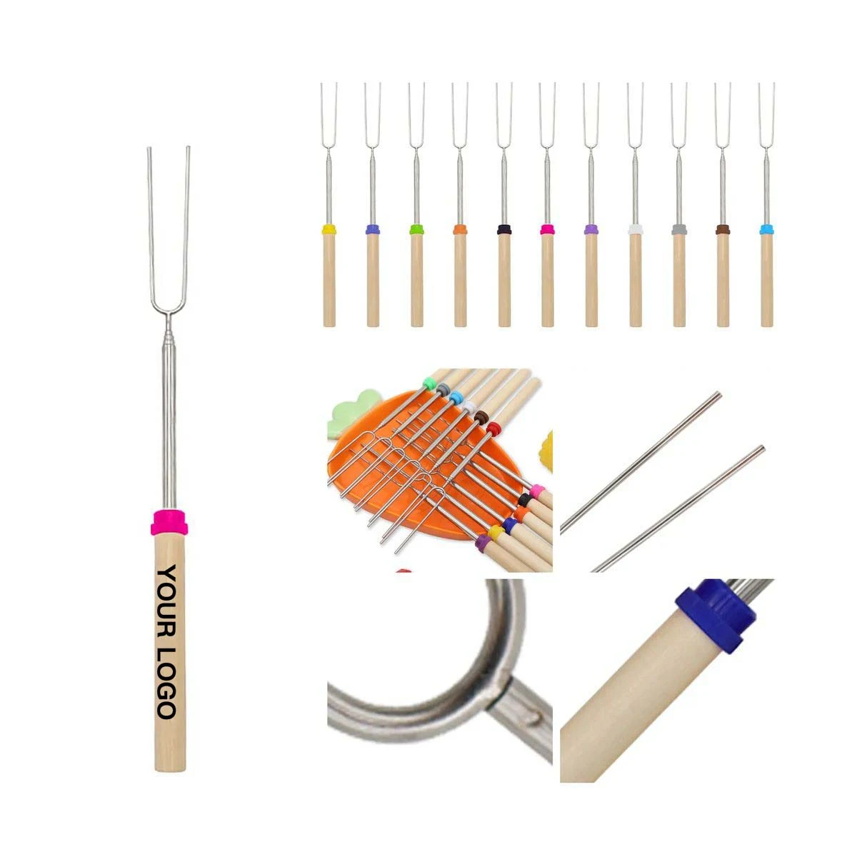 Portable BBQ Fork with Heat Resistant Wooden Grip 1
