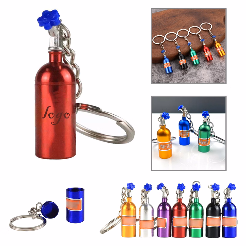 MOQ100 Compact Aluminum Pill Keychain Container