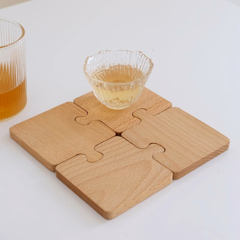 Puzzle Wooden Coaster Set