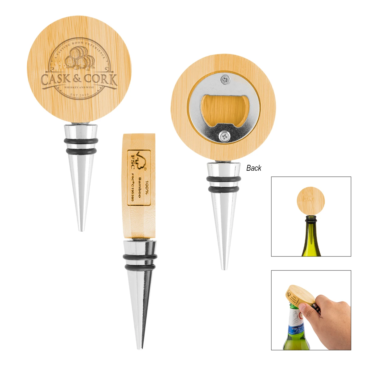 Bamboo Wine Stopper With Bottle Opener 1